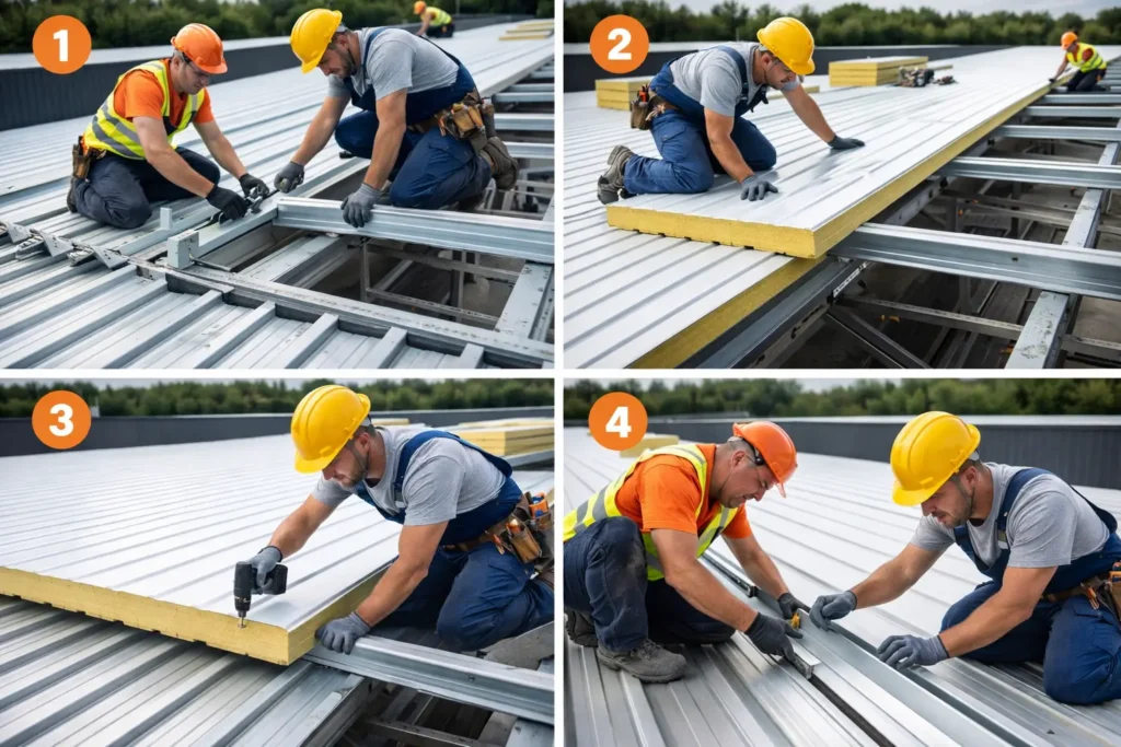 faire une toiture en panneau sandwich