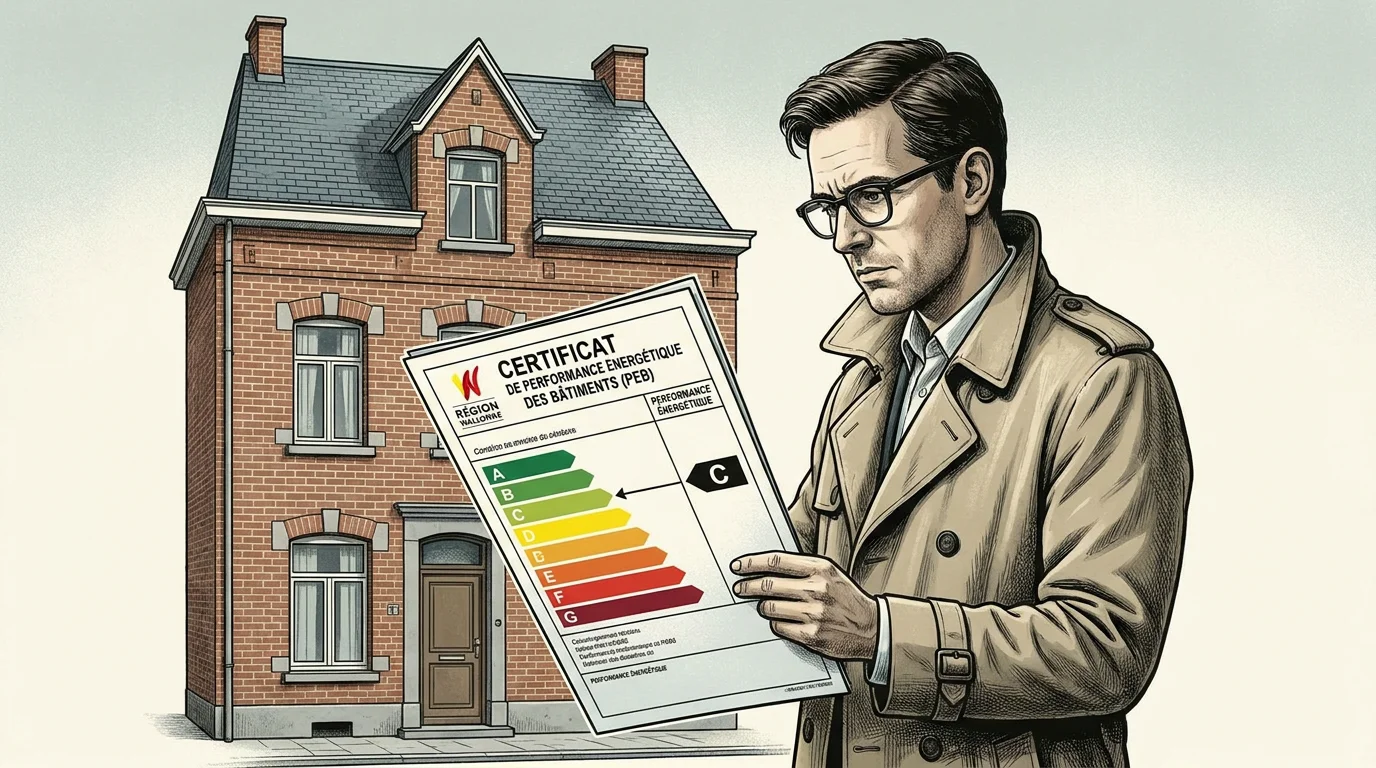 Certificat PEB en Wallonie avec échelle de labels énergétiques de A à G