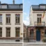 Façade rénovée d'une maison belge avec enduit isolant clair et briques nettoyées