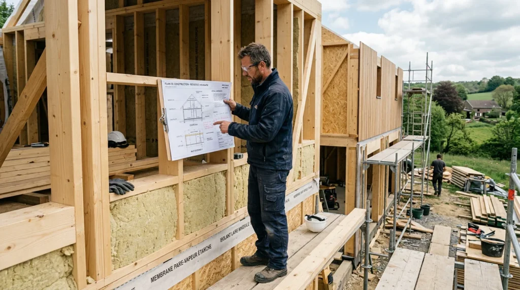 Image actuelle : Chantier d'isolation d'une maison à ossature bois en Belgique