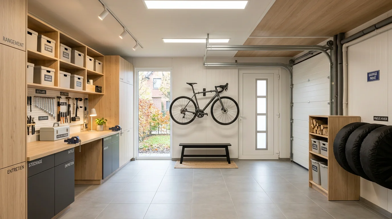 Garage rénové et isolé transformé en espace confortable en Belgique