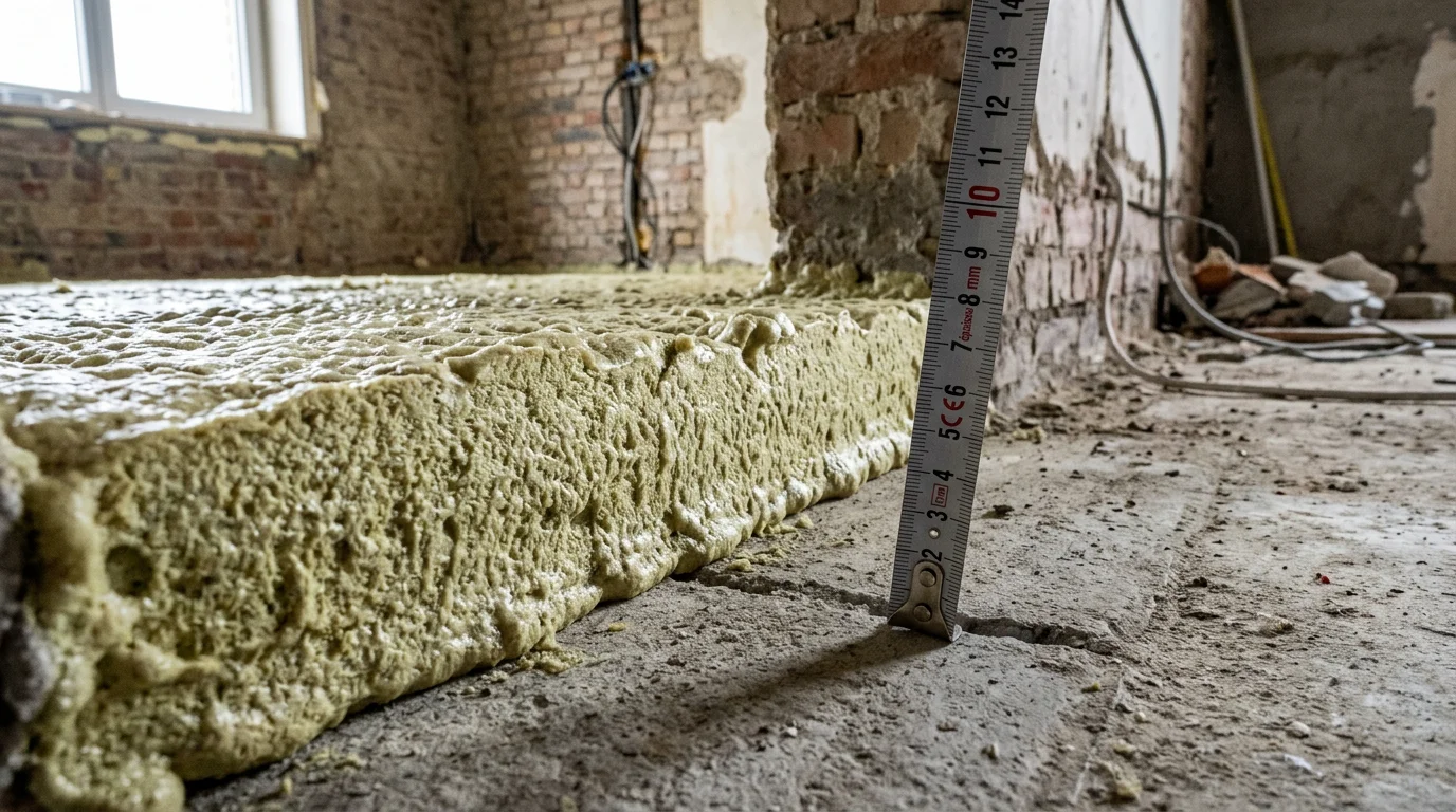 Couche de mousse polyuréthane à cellules fermées sur un sol en rénovation