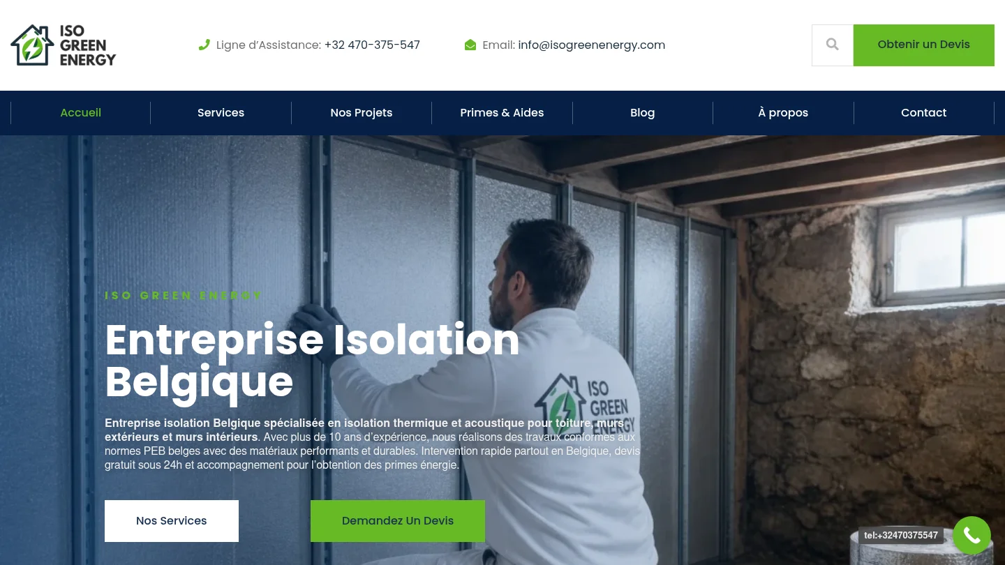 Capture de la page d’accueil de Iso Green Energy
