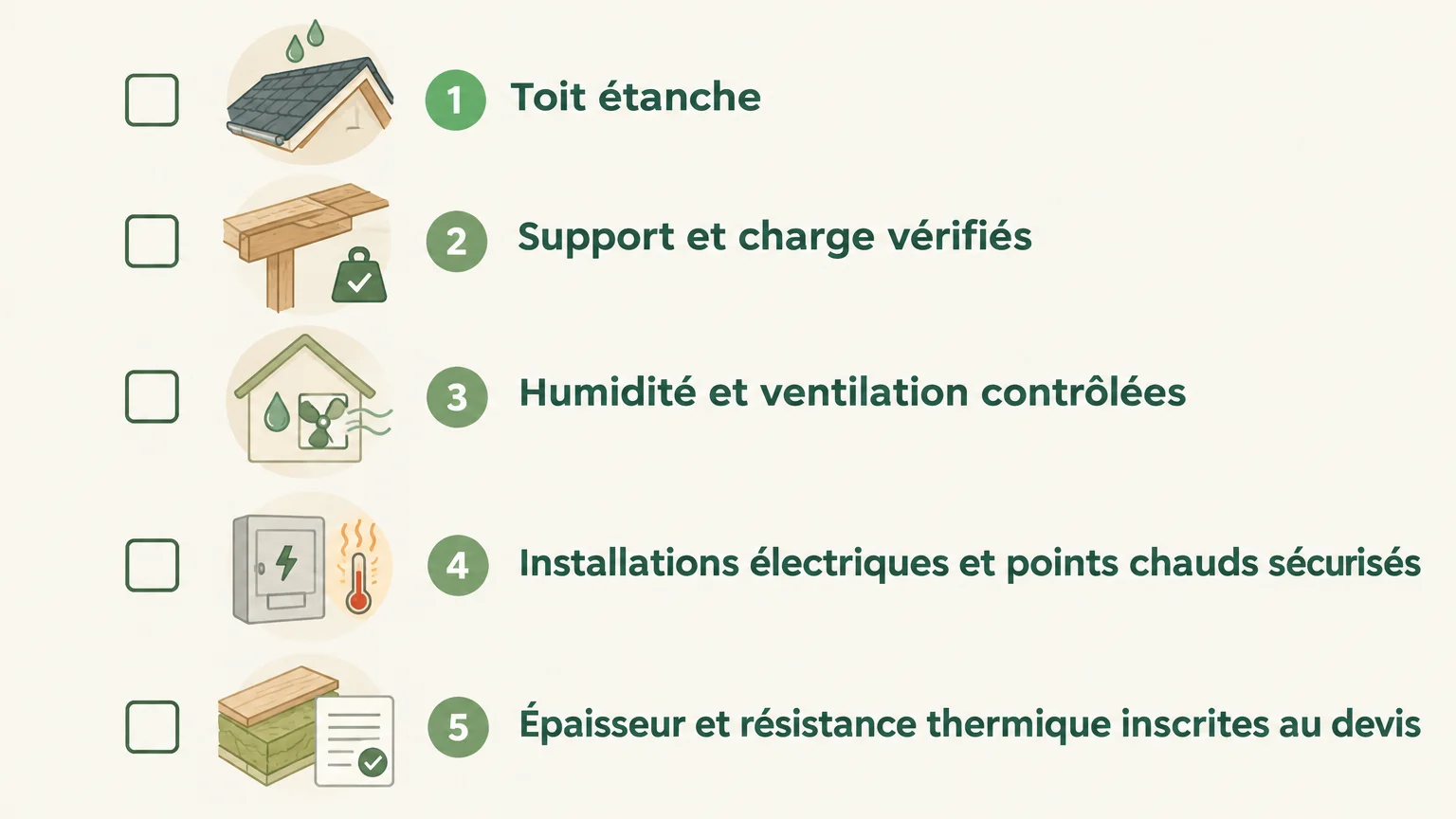 Liste de contrôle des vérifications avant l’isolation des combles