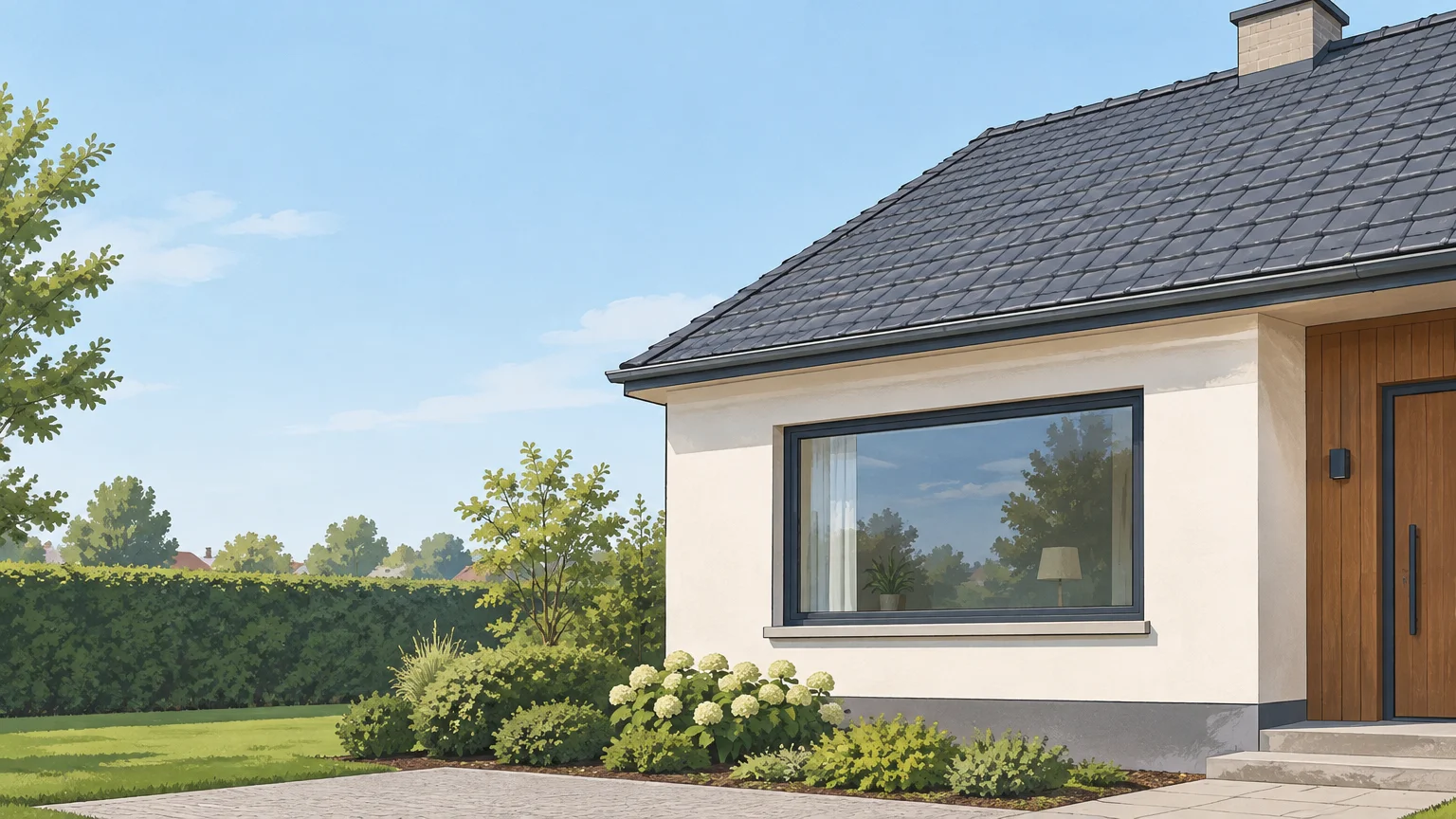 Maison belge rénovée avec une fenêtre performante et une toiture isolée