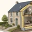 Illustration éditoriale d’une maison wallonne dont la toiture et les murs sont isolés