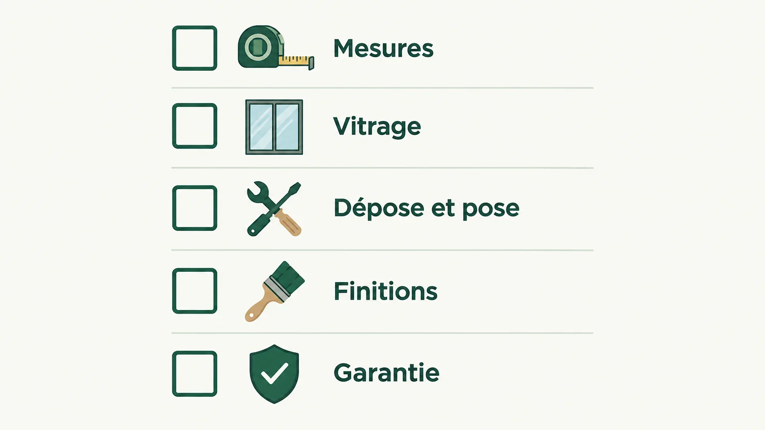 Checklist des éléments à vérifier sur une proposition de châssis